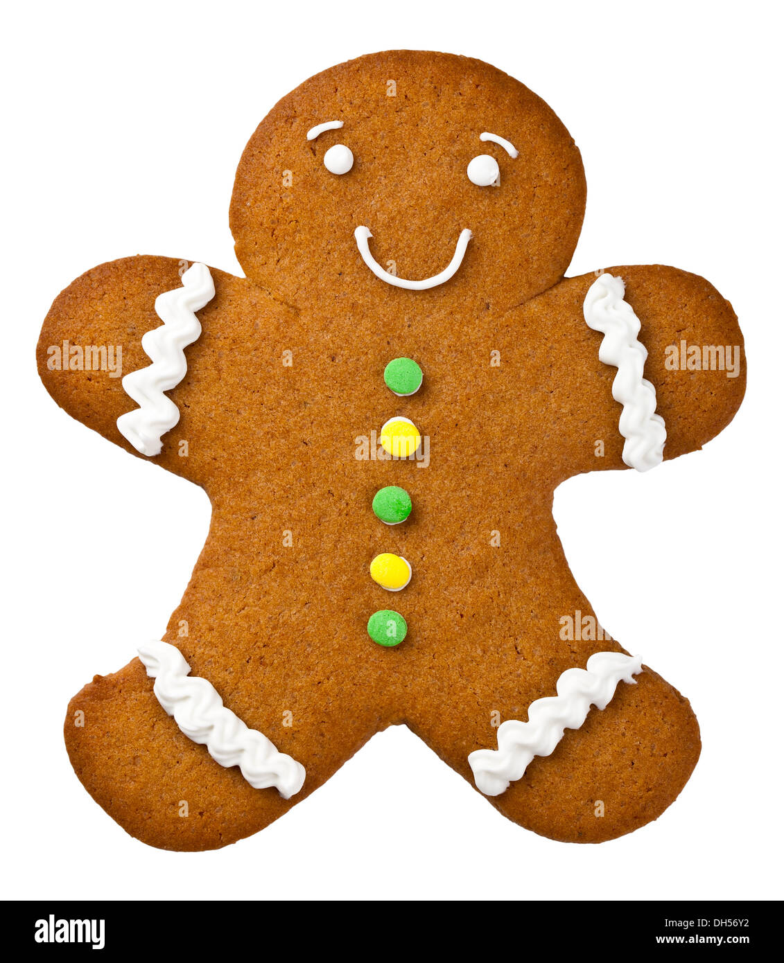 Gingerbread Man isolé sur fond blanc. Biscuits de Noël Banque D'Images