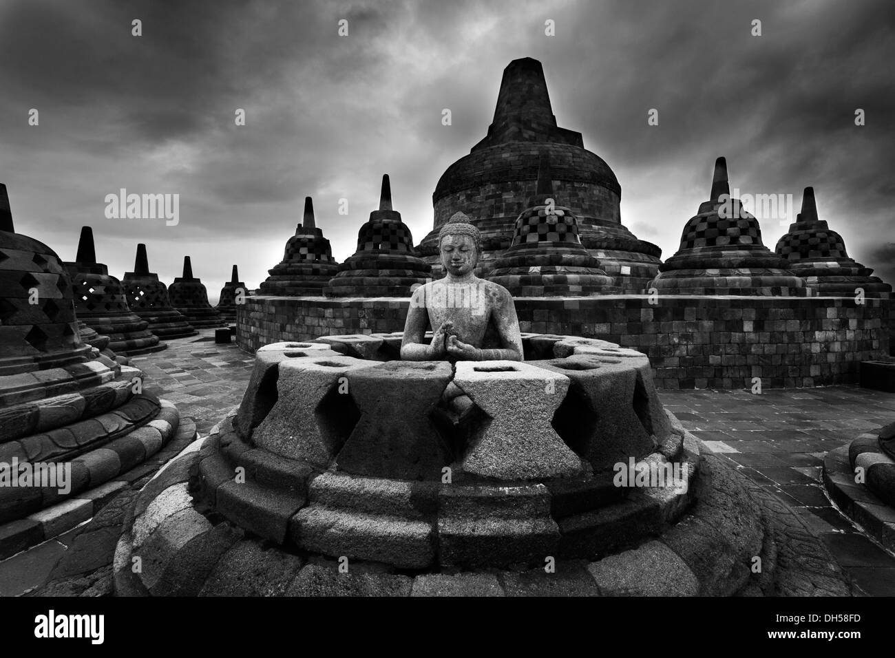 Temple bouddhiste de Borobudur, Borobudur, Central Java, Java, Indonésie Banque D'Images