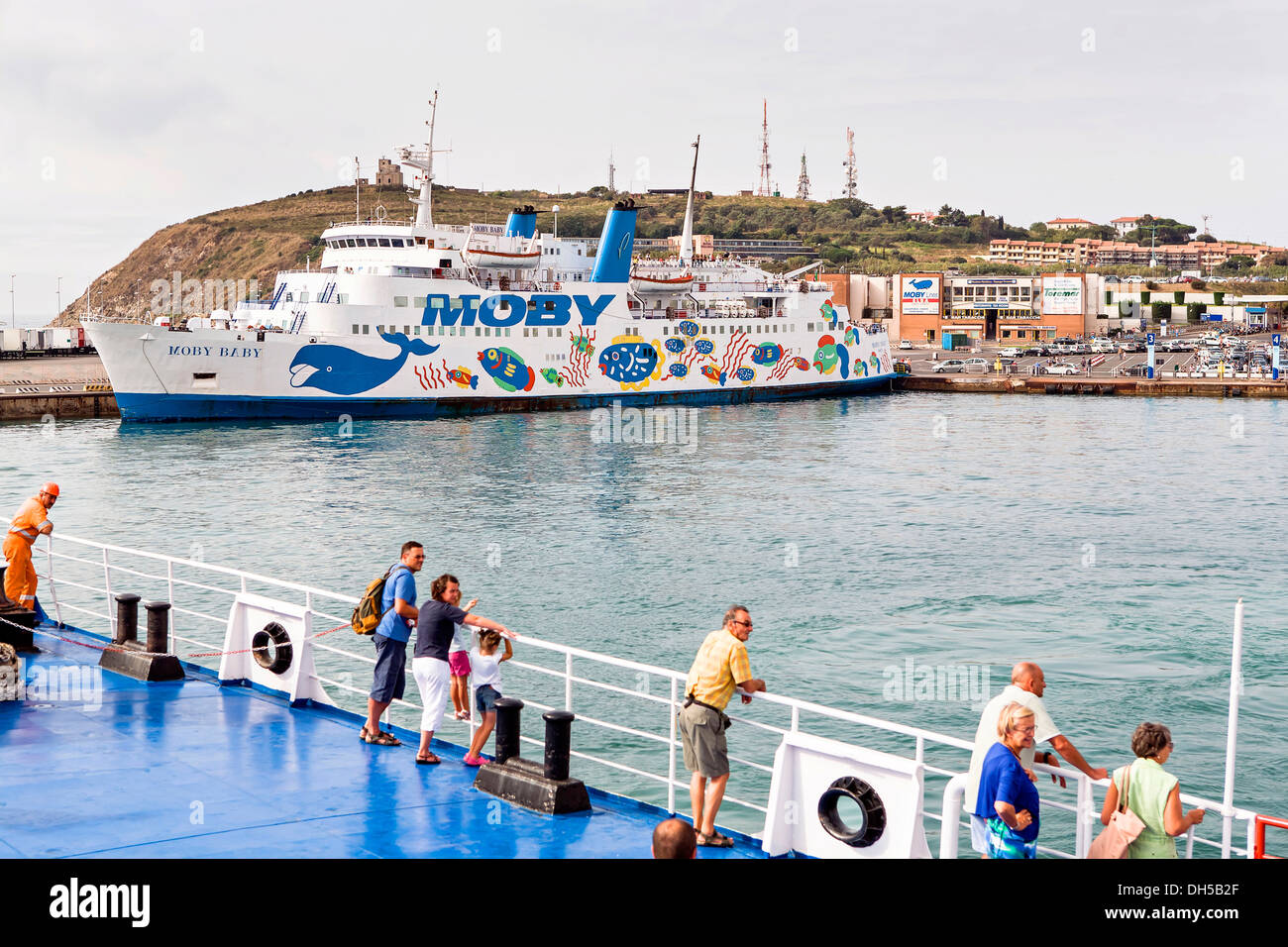 Moby Lines Ferry au Port de Piombino, Italie, Europe Banque D'Images