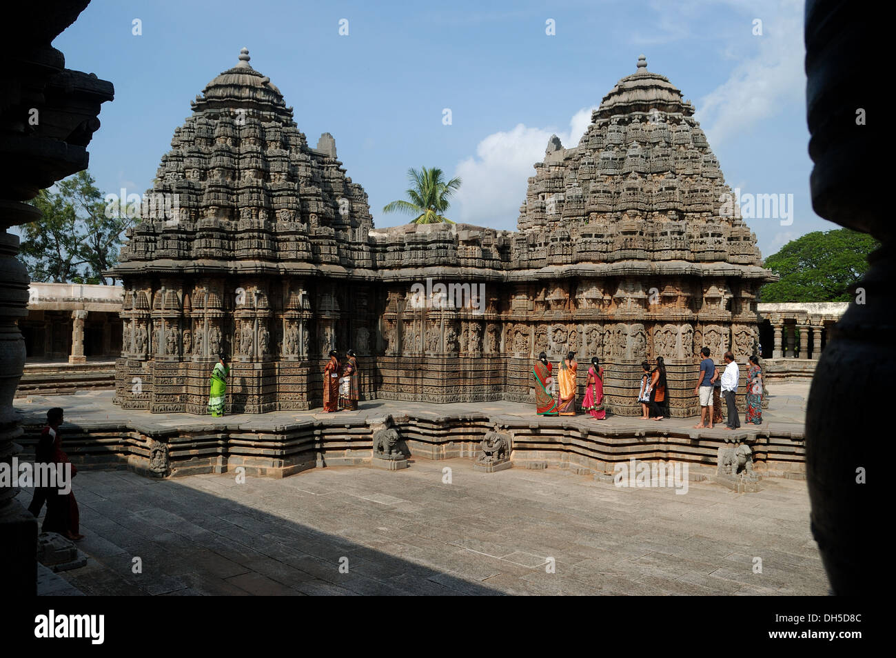 Temple hindou à somnathpur, Karnataka, Inde.Ce temple hoysala est célèbre pour les sculptures sur pierre. Banque D'Images