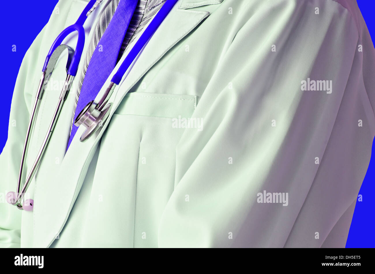 Gros plan médical sur fond bleu Banque D'Images