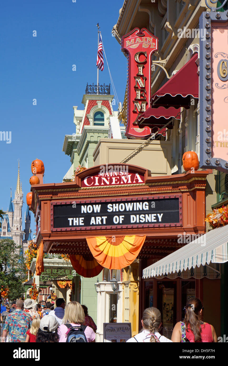Rue Main Cinema au Magic Kingdom, Disney World Resort, Orlando en Floride Banque D'Images