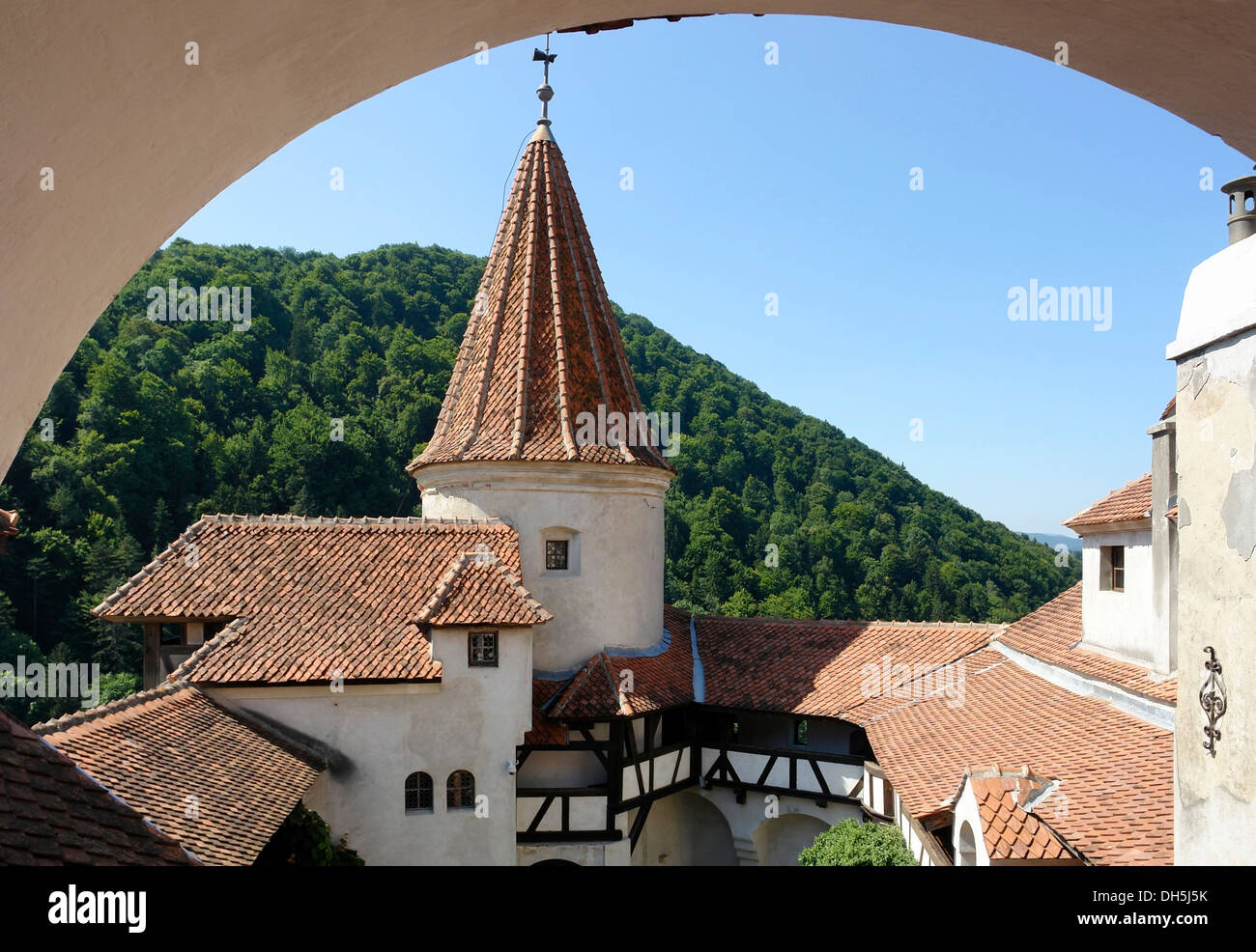 Détail de la Bran Castle, un château dans les Carpates en Roumanie Banque D'Images