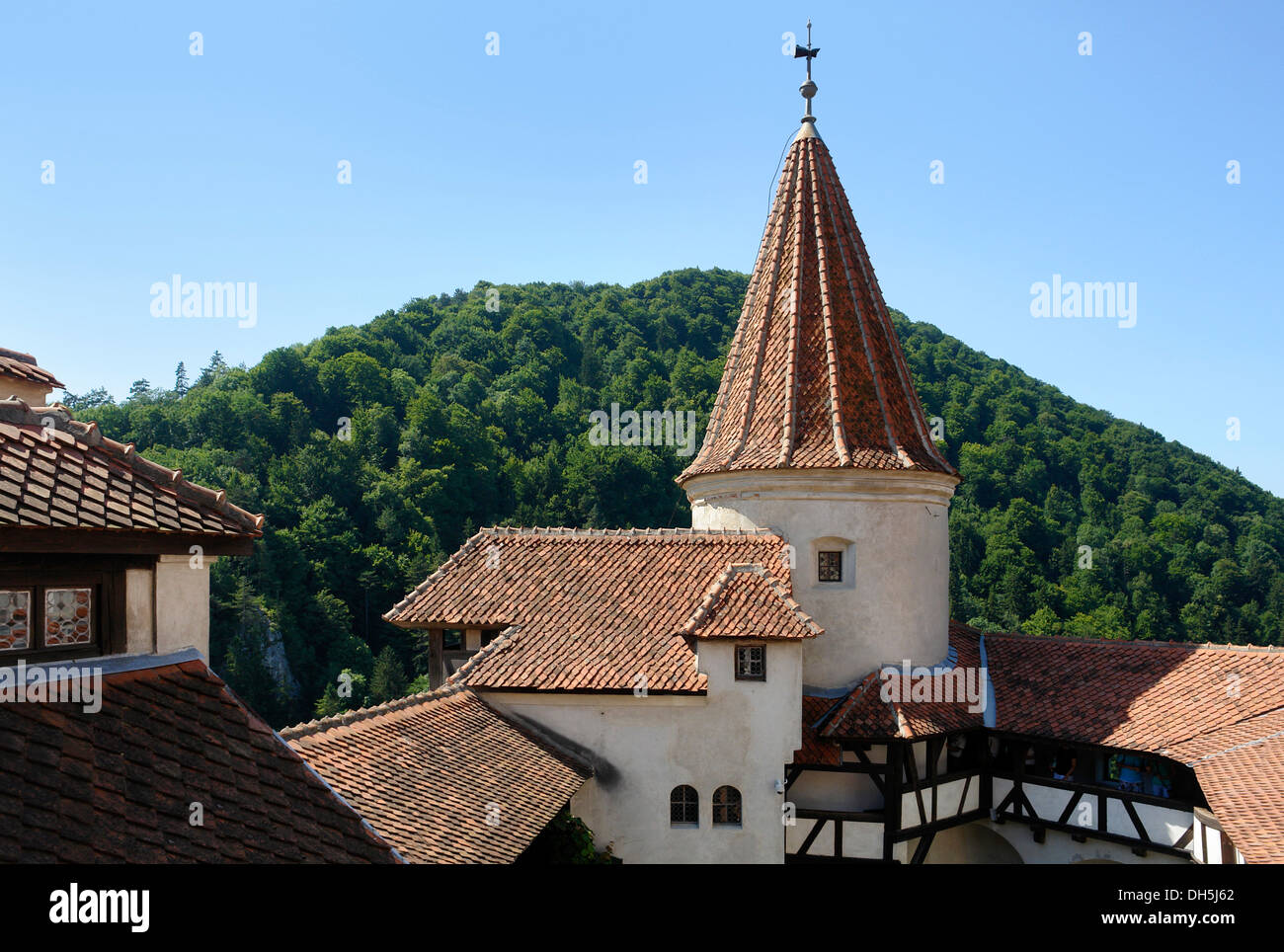 Détail de la Bran Castle, un château dans les Carpates en Roumanie Banque D'Images
