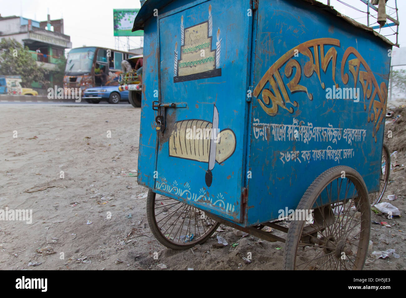 Baker's transport rickshaw, Dhaka, Bangladesh, l'Asie du Sud, Asie Banque D'Images
