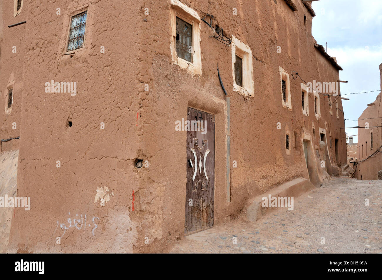 L'architecture de pisé de terre dans la vieille ville ou Médina, Ouarzazate, Maroc, Afrique Banque D'Images