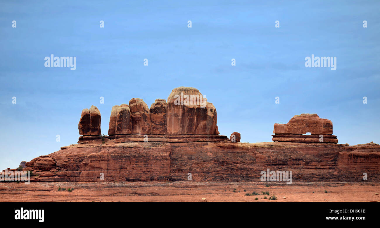 Chaussures en bois Arch Rock formation, les aiguilles, District Canyonlands National Park, Utah, United States of America, USA Banque D'Images