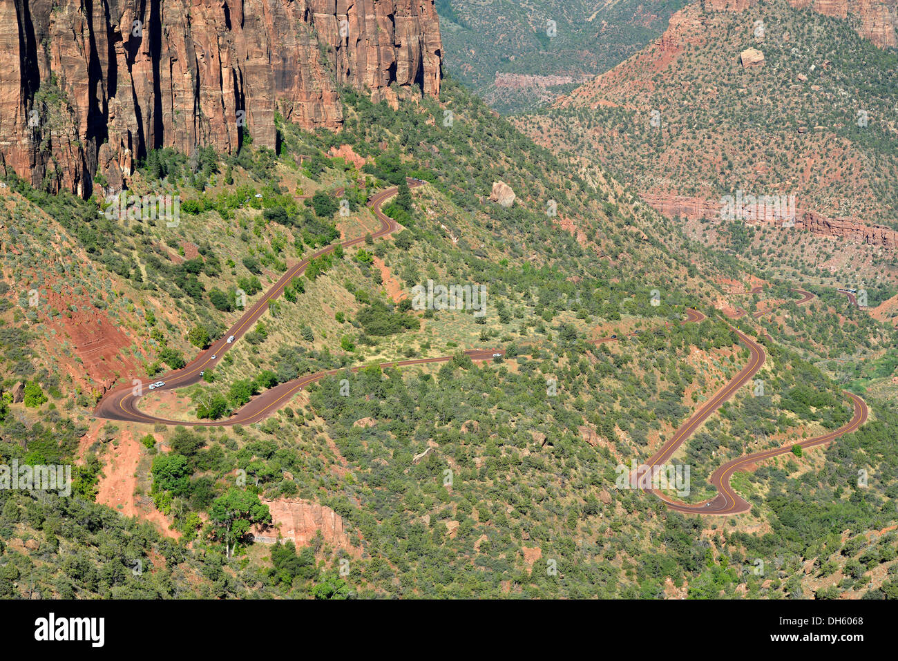 Red Road Zion Park Boulevard - Mont Carmel U.S. Route 9 au Canyon Overlook lookout point de départ, Banque D'Images