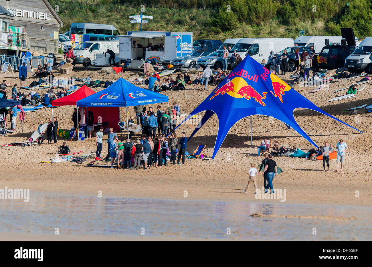 La plage de Fistral à Newquay. Banque D'Images