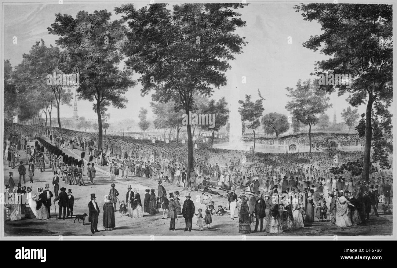 La Water Celebration on Boston Common, qui a eu lieu le 25 octobre 1848, a été un événement important marquant l'achèvement du système d'eau de la ville, célébré par des festivités publiques et la fierté civique. Banque D'Images