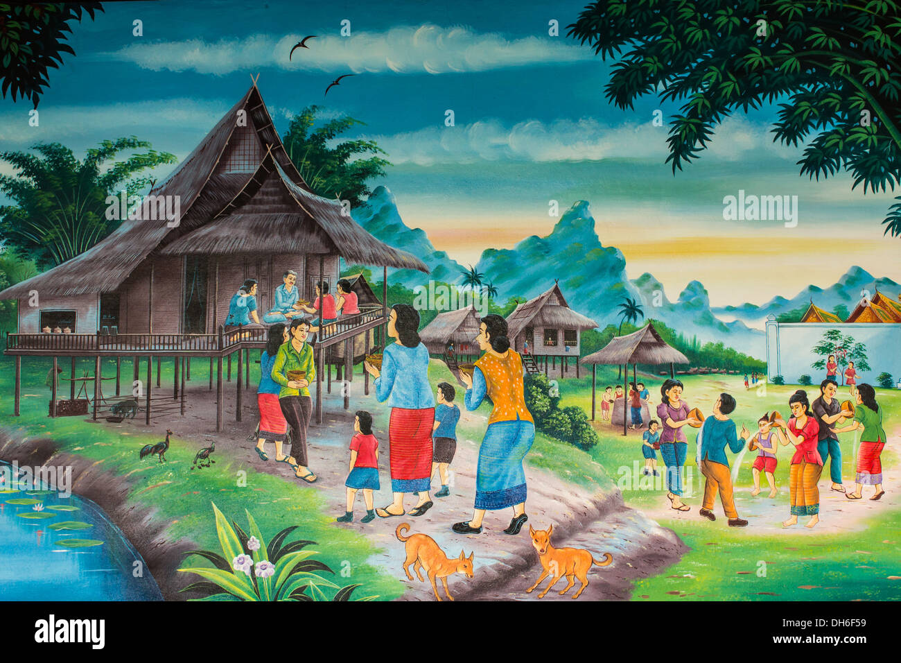 La culture thaïe de Songkran festival Banque D'Images