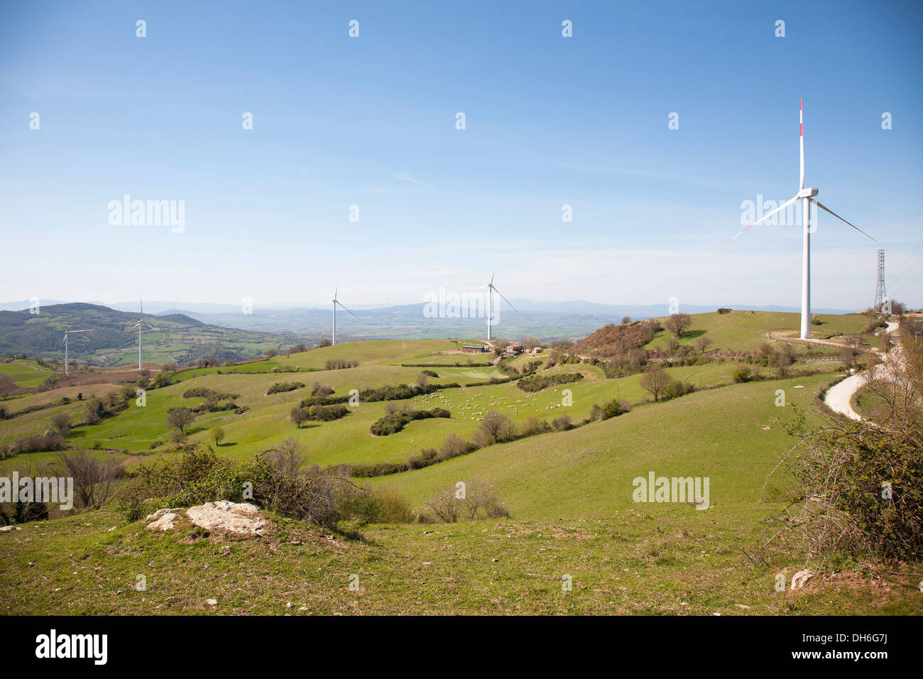 Éoliennes, montepo château, Scansano, province de Grosseto maremme, Toscane, Italie, Europe Banque D'Images