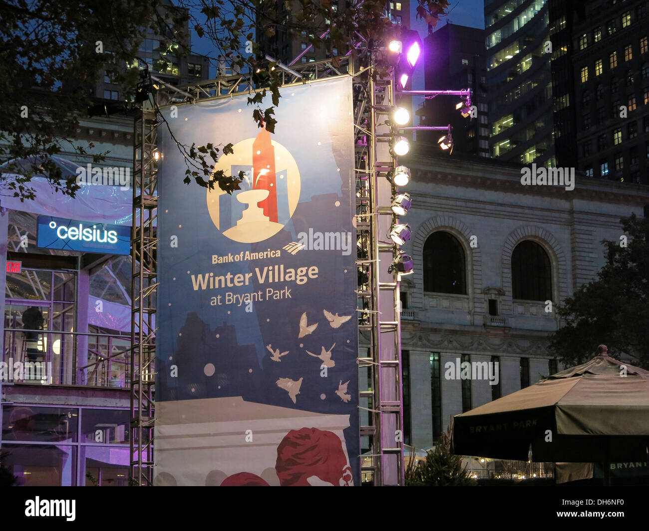 Village d'hiver de la Bank of America au Bryant Park, NYC Banque D'Images