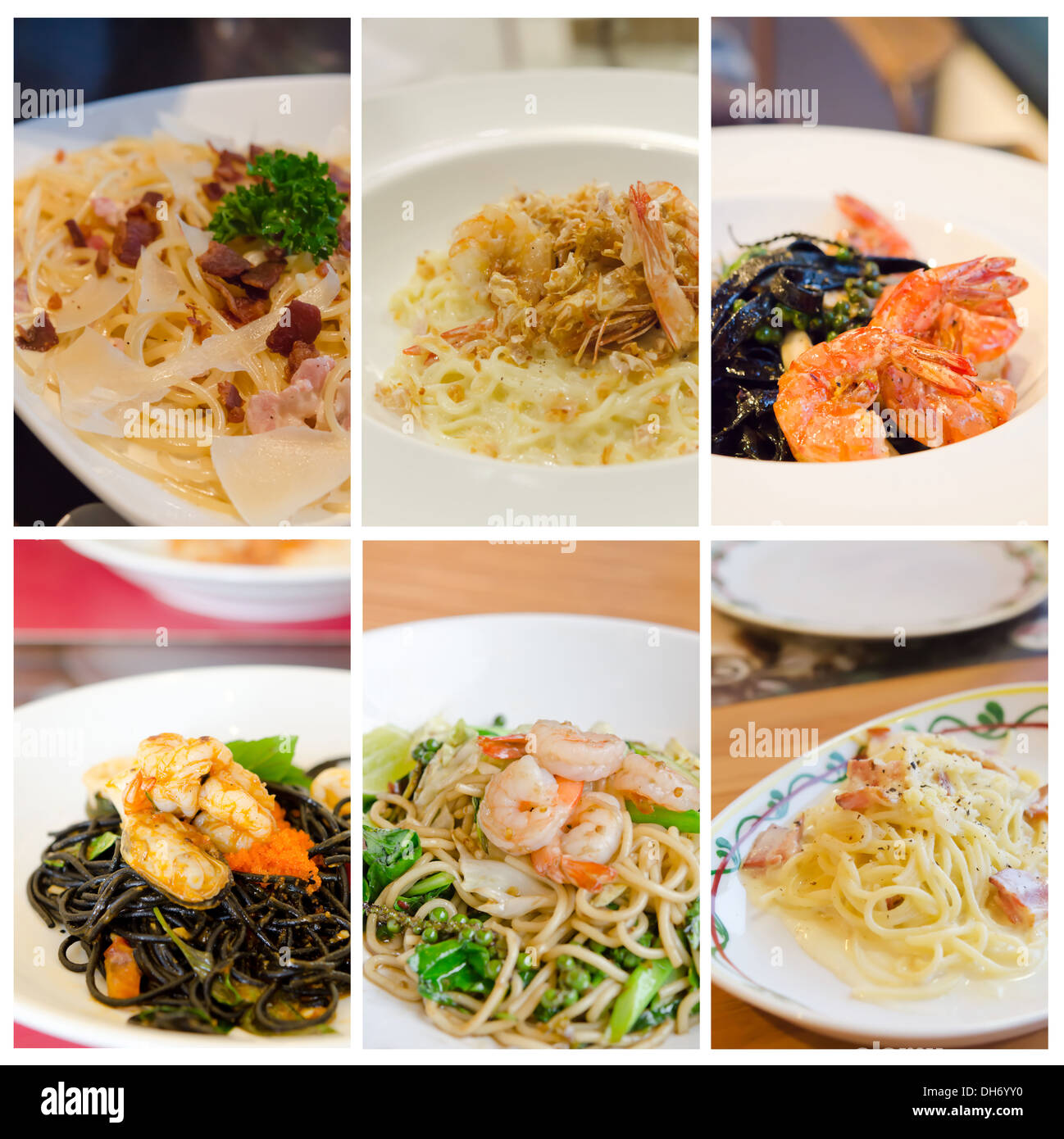 Collage à partir de photographies d'un plat de pâtes spaghetti ( ) Banque D'Images