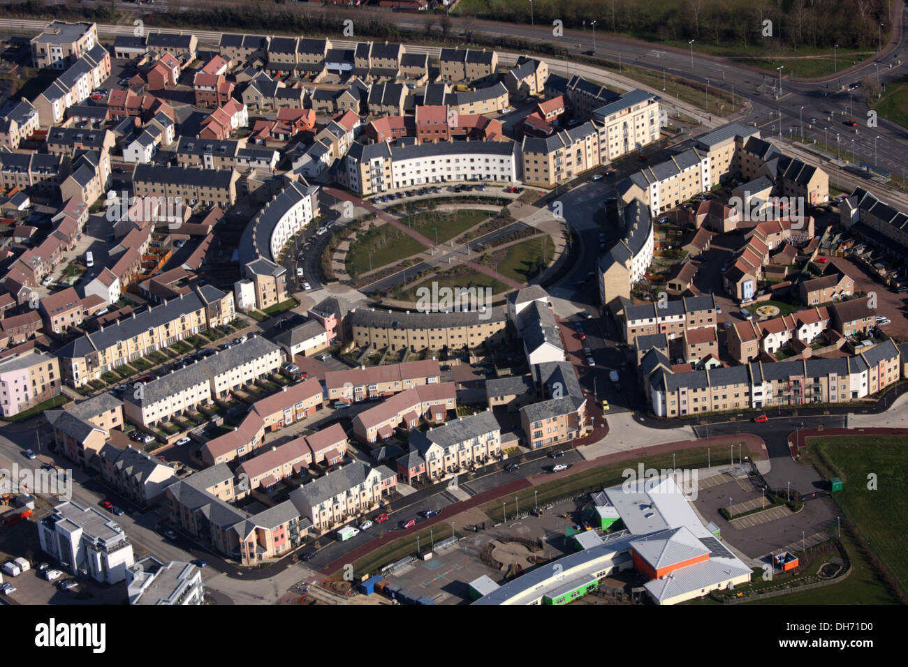 Vue aérienne de Orchard Park, Cambridge Banque D'Images