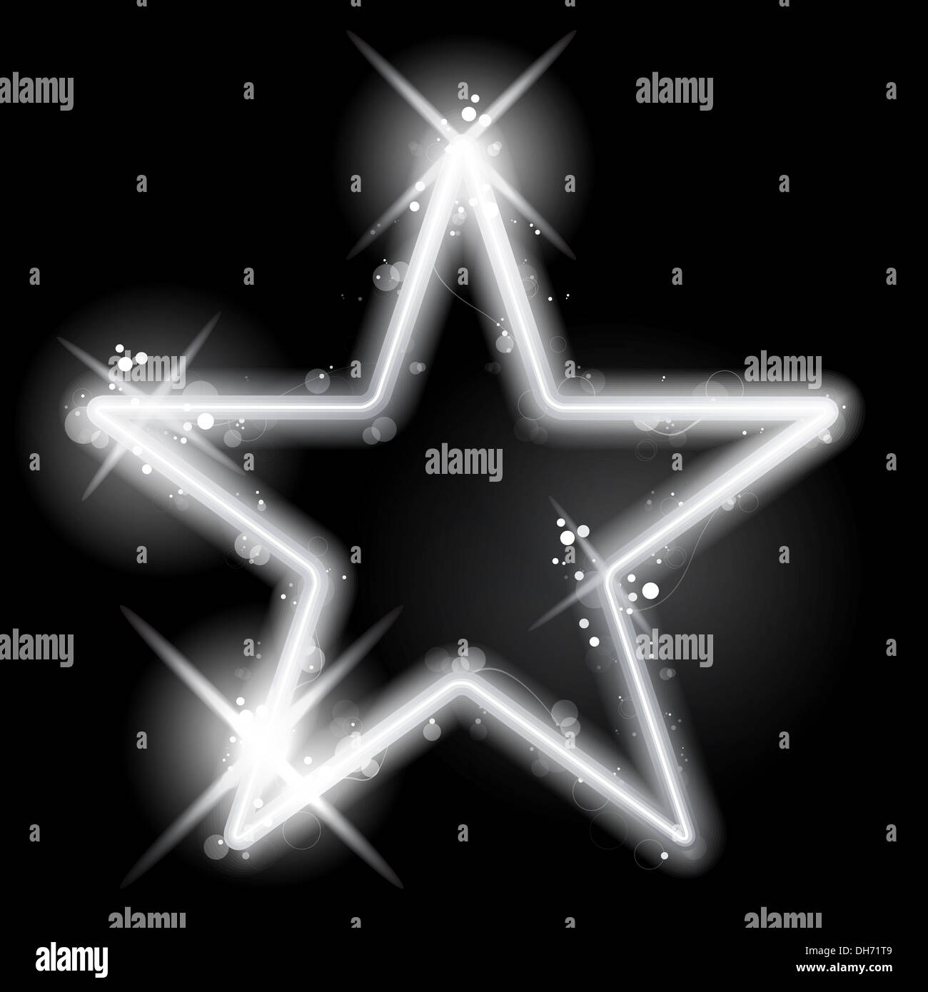 Vector - Silver Star Noël brillant sur fond noir Banque D'Images