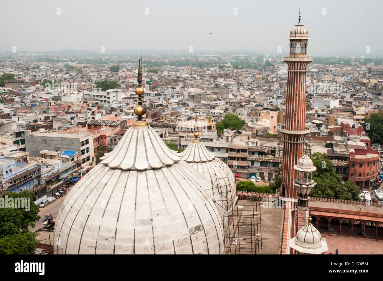 Face à Delhi à partir de la Jama Masjid, la principale mosquée Banque D'Images
