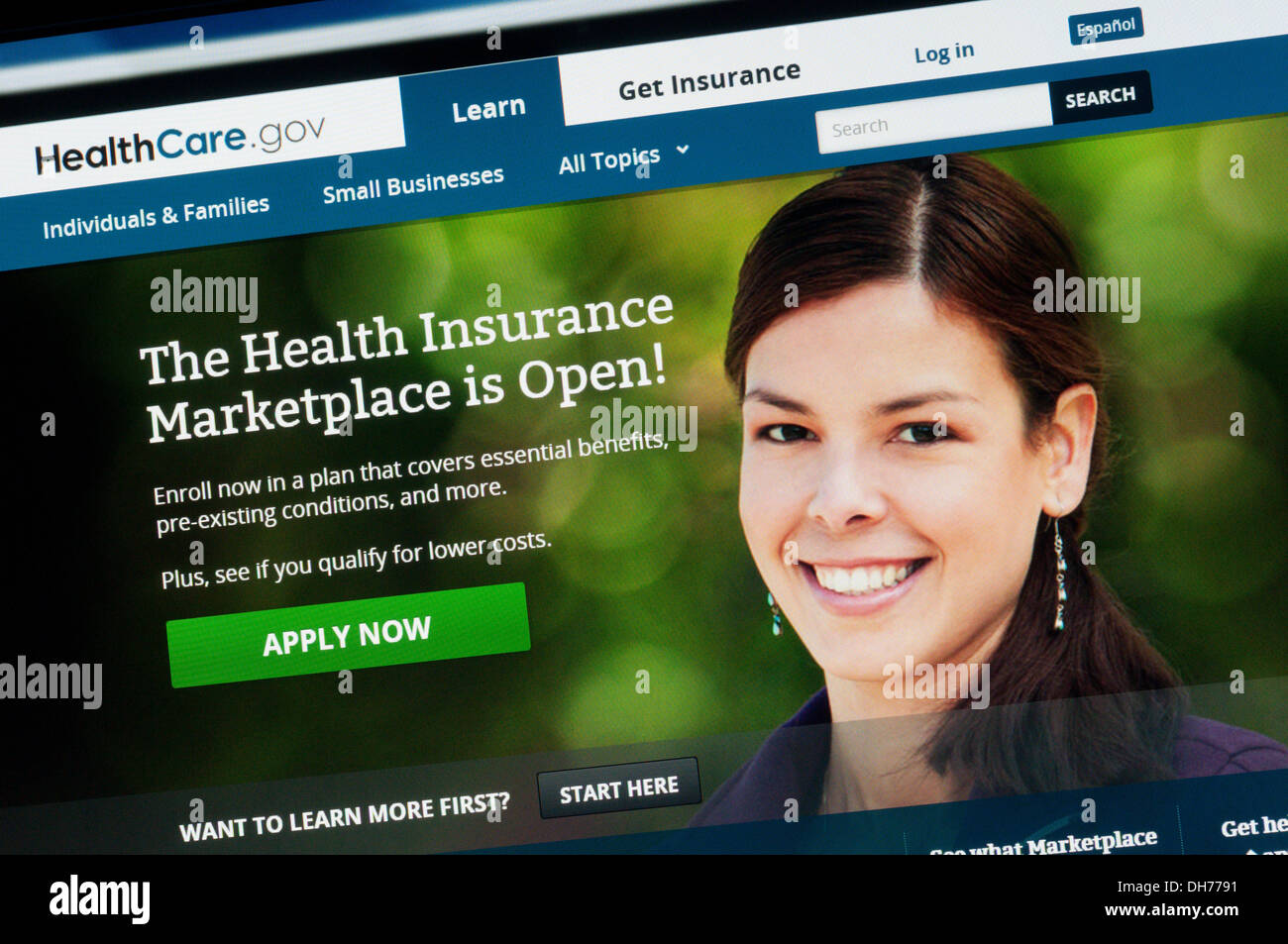 Site web de l'assurance-santé de l'Amérique. Banque D'Images
