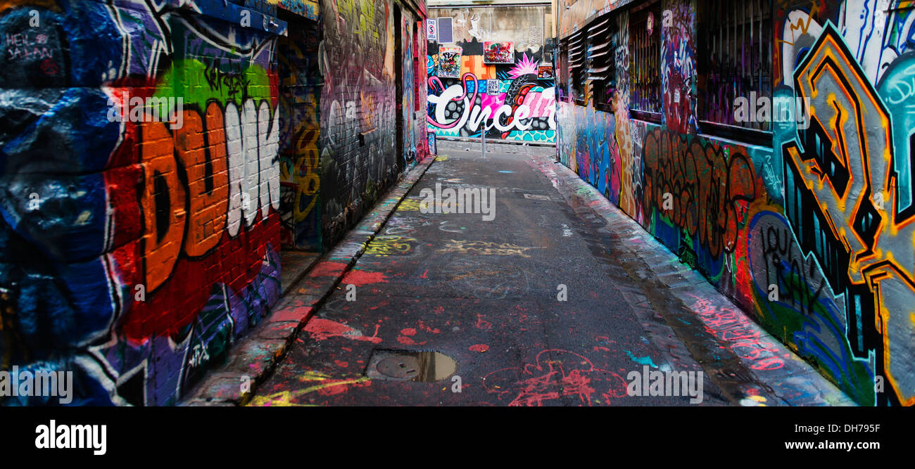 L'art urbain en Hosier Lane. Banque D'Images