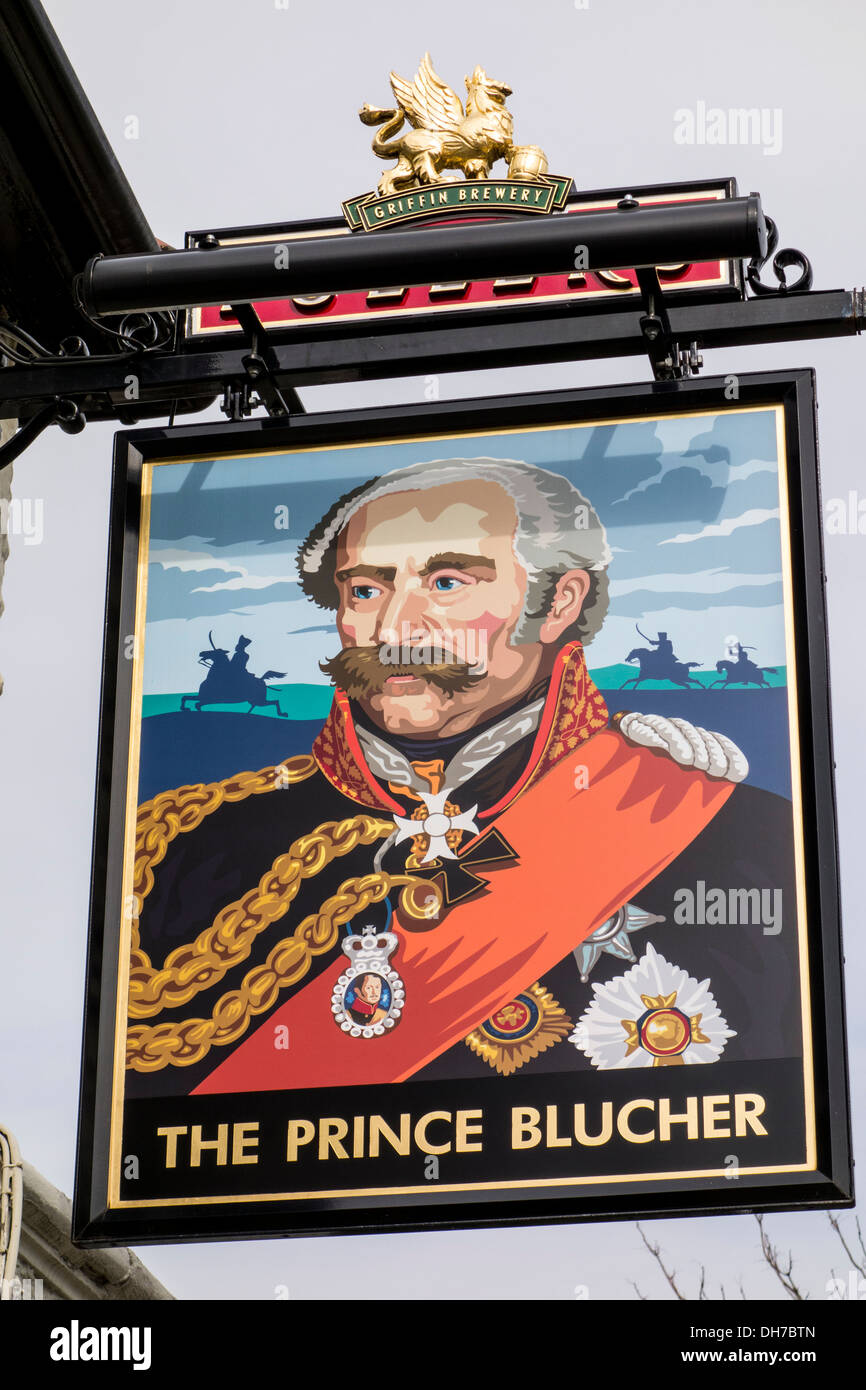 Le Prince Blucher enseigne de pub, Londres Banque D'Images