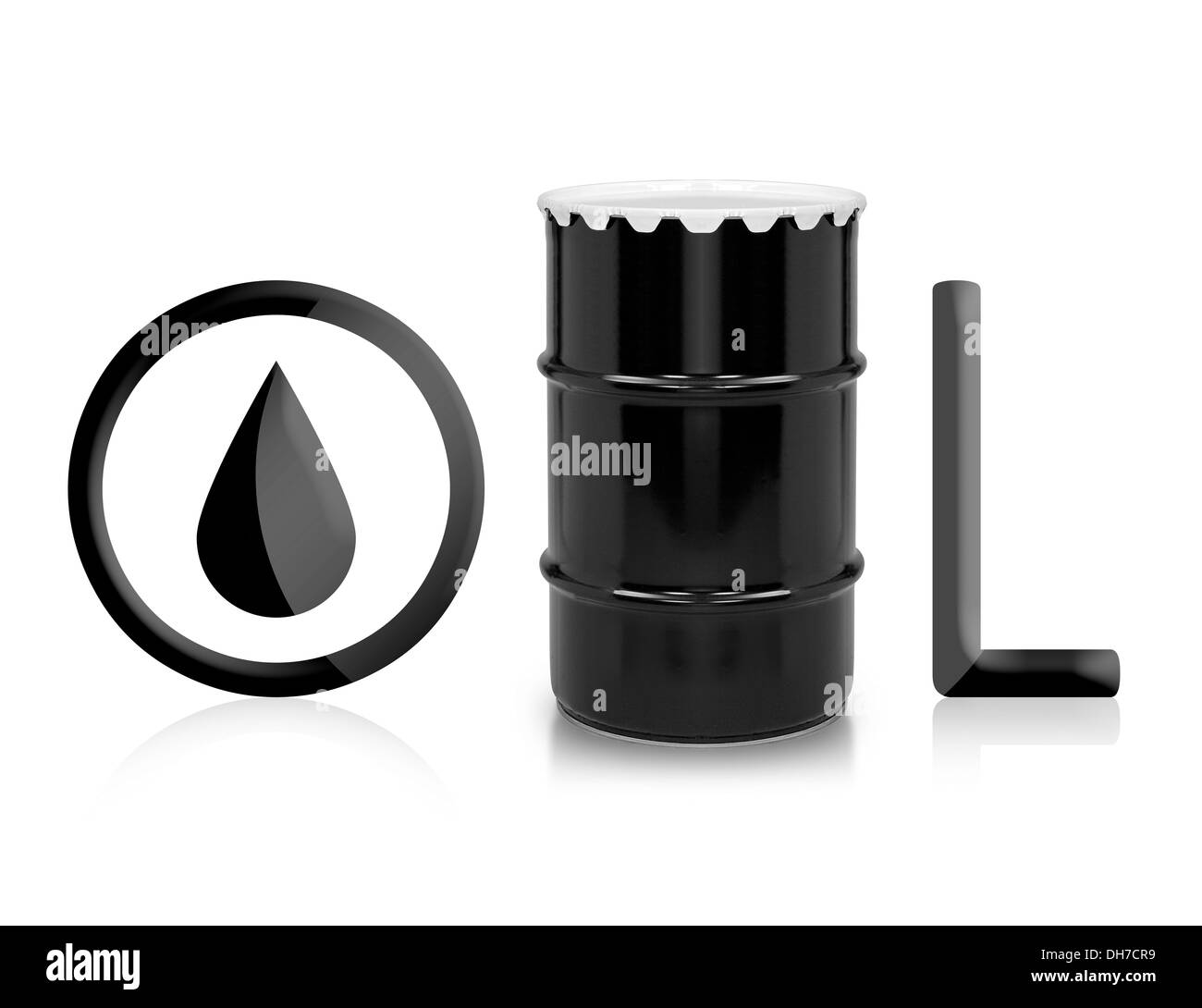 Le baril de pétrole et de l'huile sur fond blanc isolé. (With clipping path) travail Banque D'Images