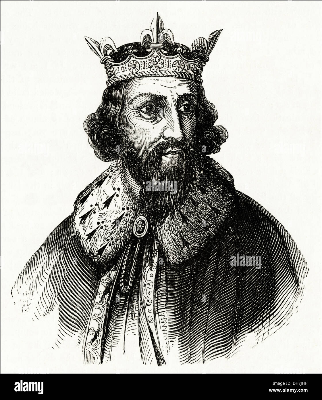 L'Angleterre anglo-saxonne. Alfred le Grand 9ème siècle le Roi anglo-saxon. Circa 1845 gravure sur bois de l'époque victorienne. Banque D'Images
