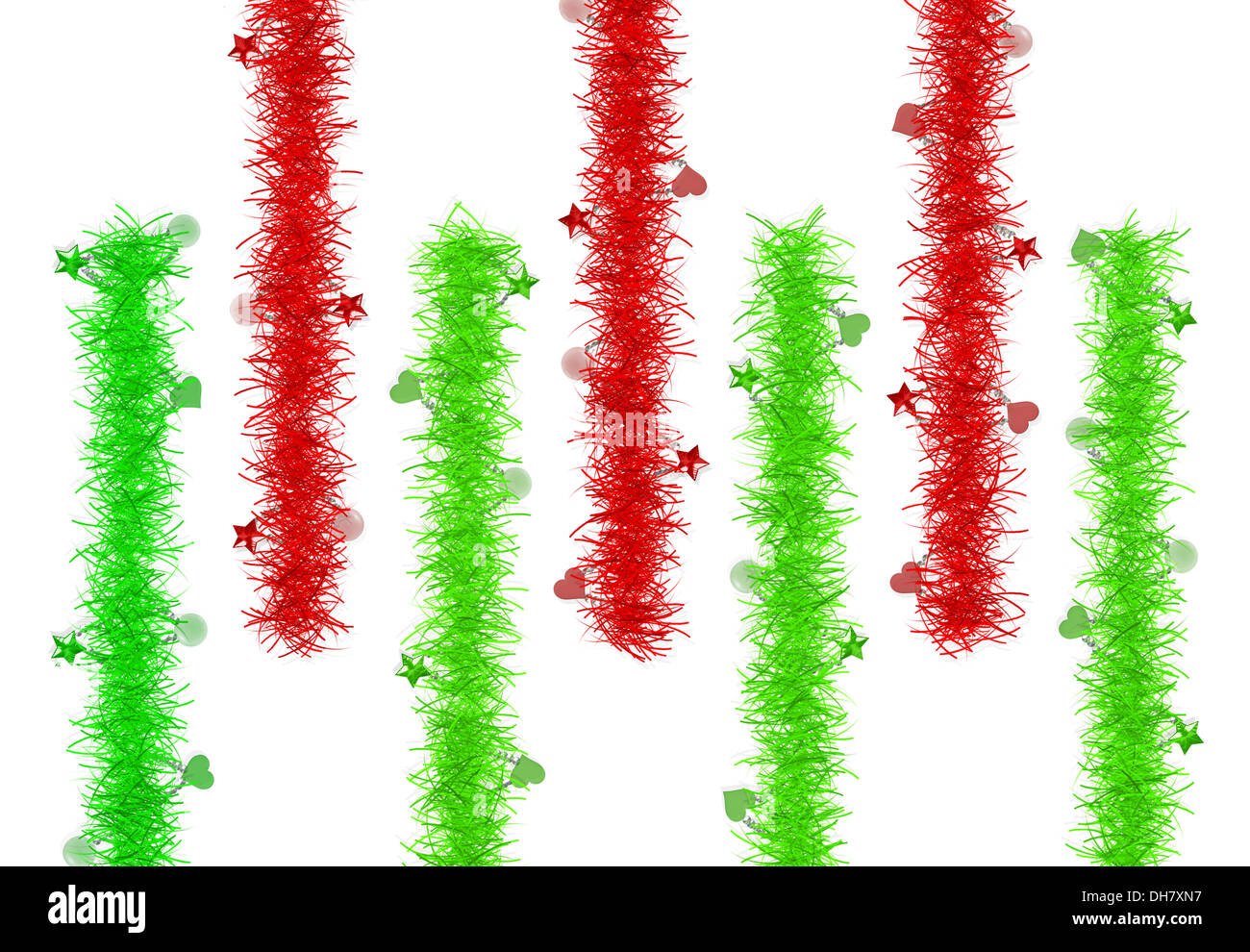 Décoration de Noël rouge et vert sur fond blanc Banque D'Images