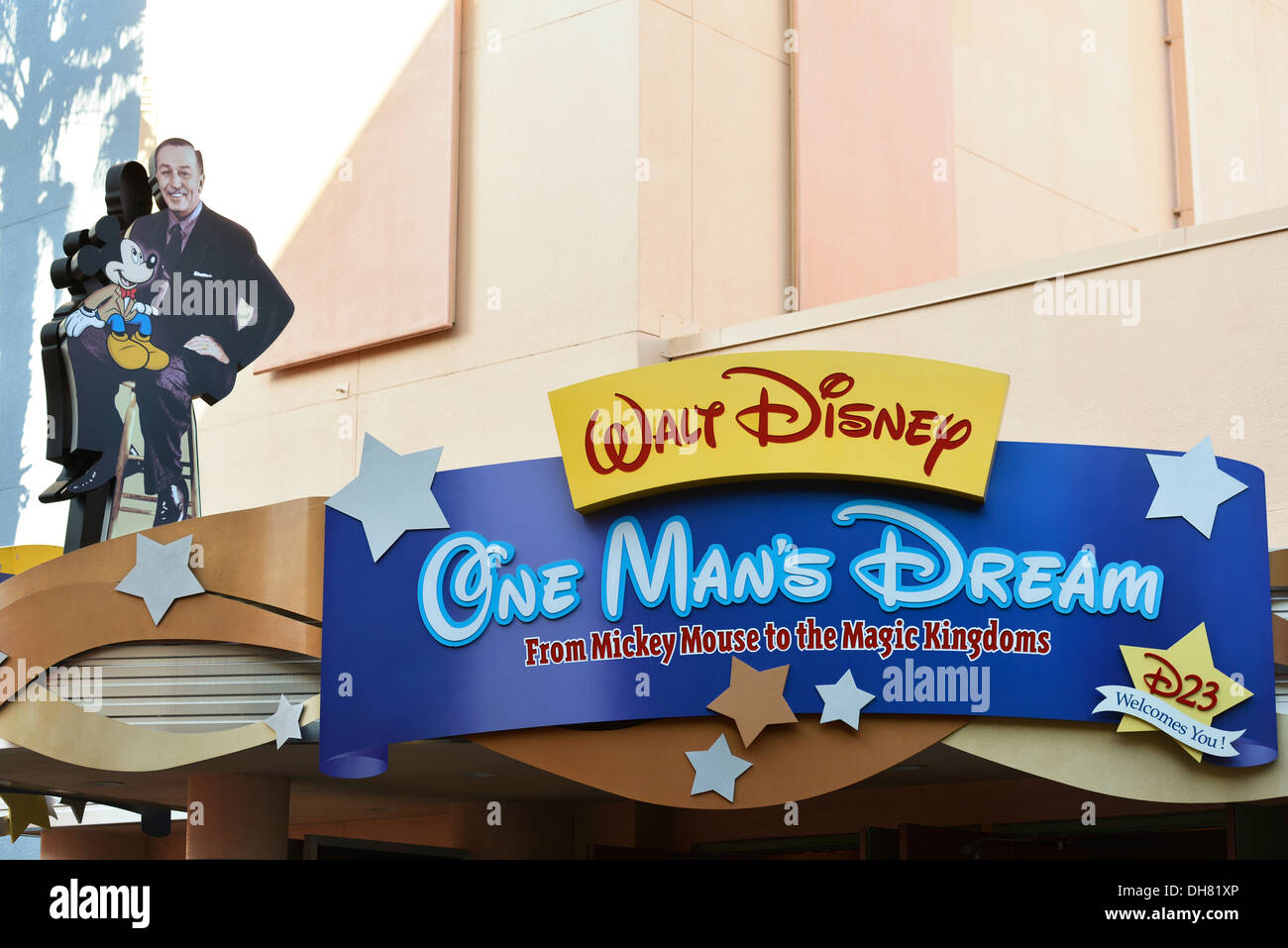 Walt Disney le rêve d'un homme signe, Hollywood Studios, Disney World Resort, Orlando en Floride Banque D'Images