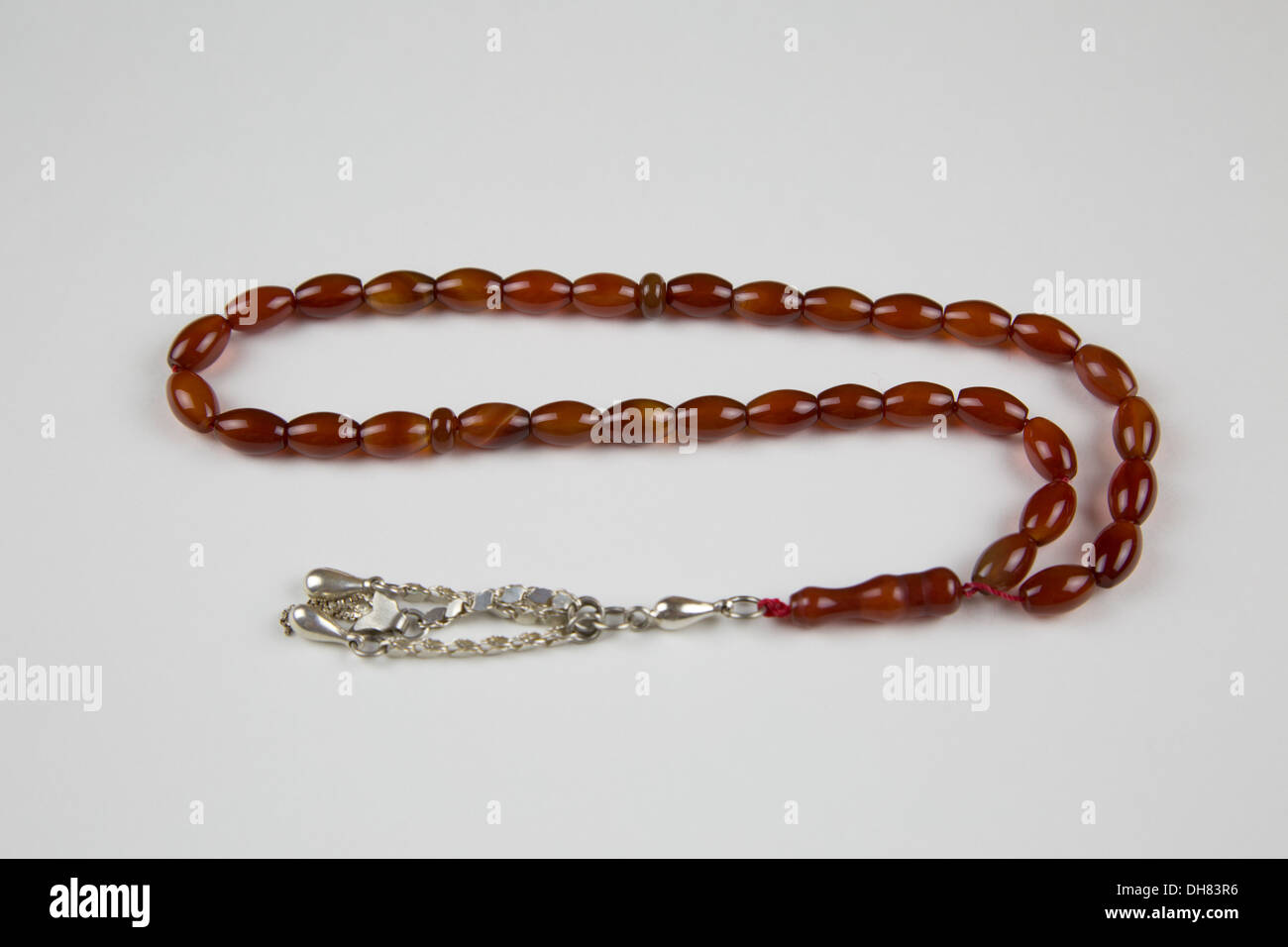 Chapelet Islamique En Corail Rouge Et Argent Sterling - Perles De Prière Neuves, Fait Main