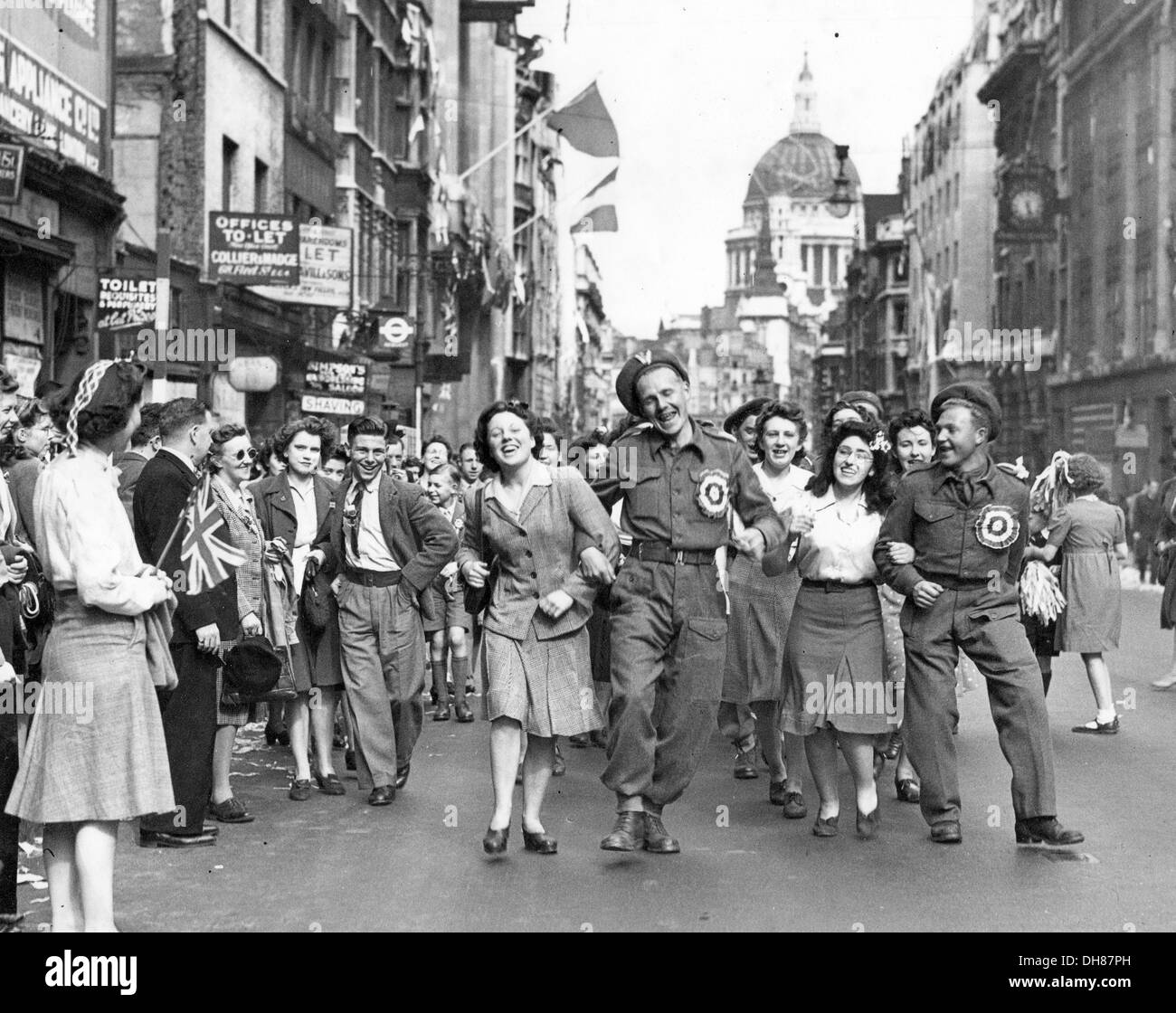 Le jour de la victoire en 1945 à Londres Banque D'Images