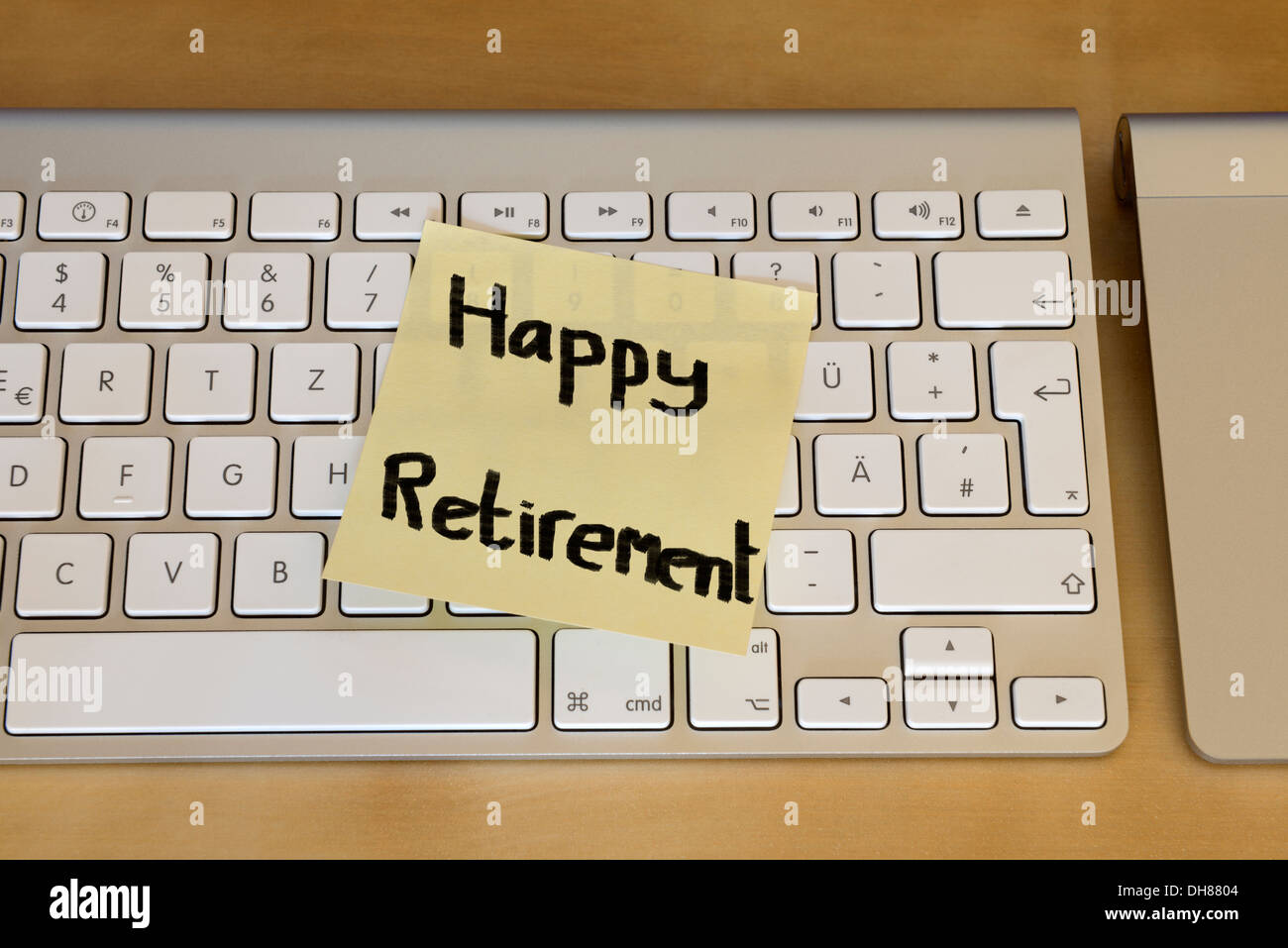 Post-it 'heureuse retraite' Banque D'Images