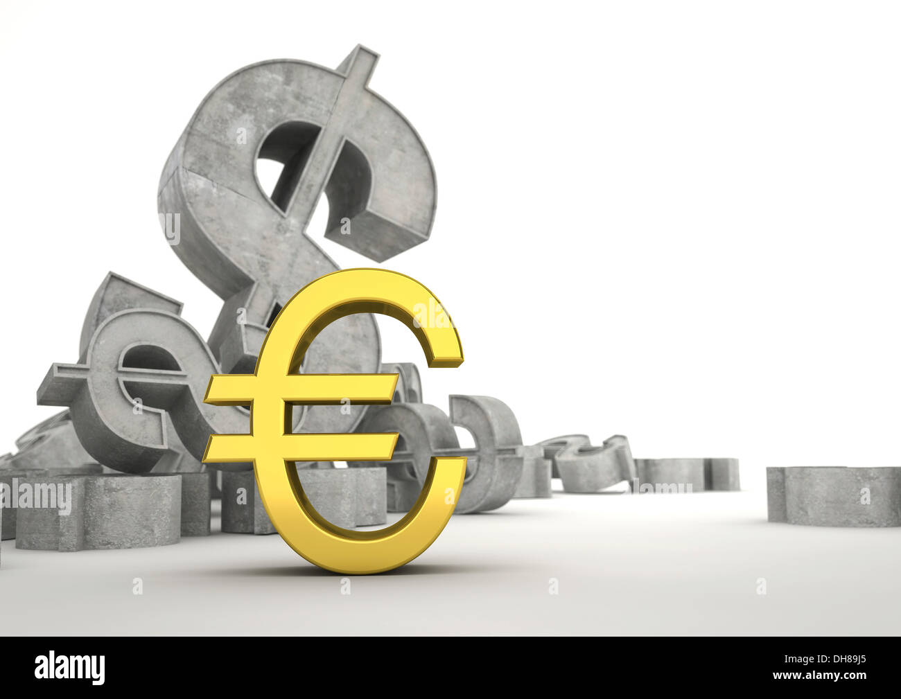 Symbole de l'euro devant des signes dollar, monnaie d'image concept Banque D'Images