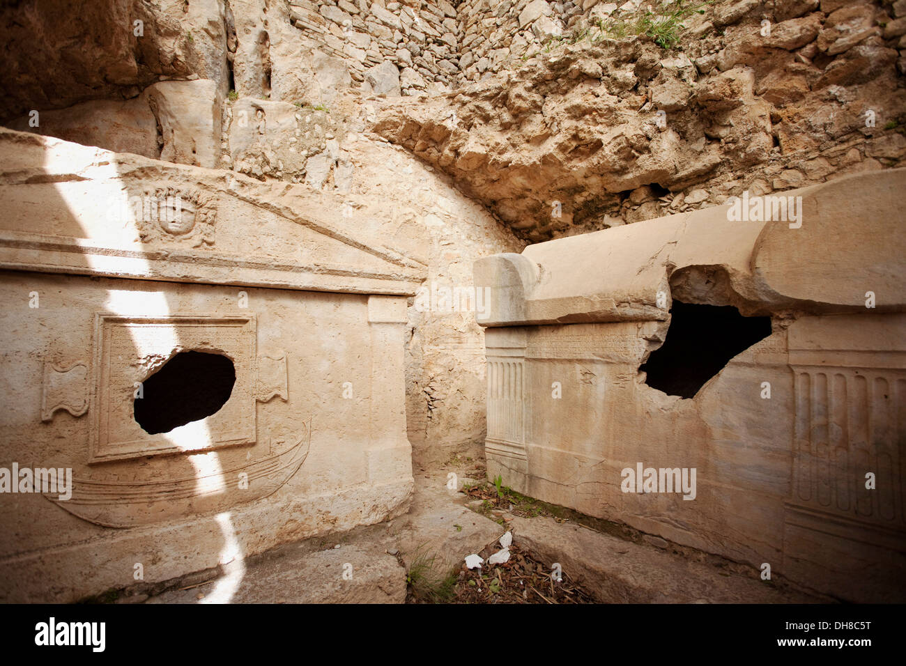Tombes anciennes dans la ville antique d'Olympos Antalya Turquie Banque D'Images