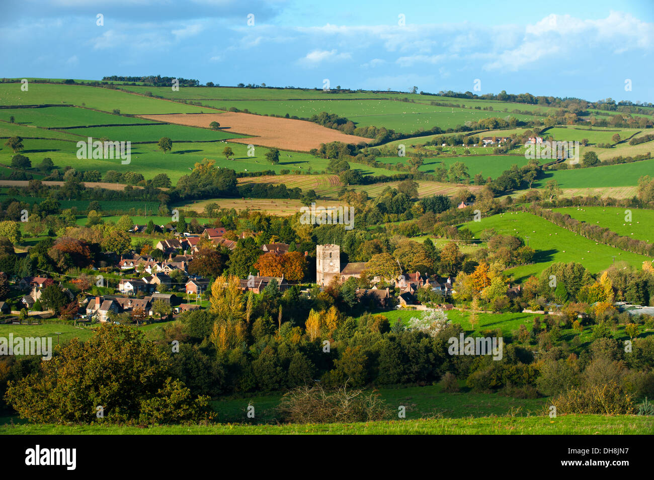 Le village de Cardington dans les collines du Shropshire, Angleterre Banque D'Images