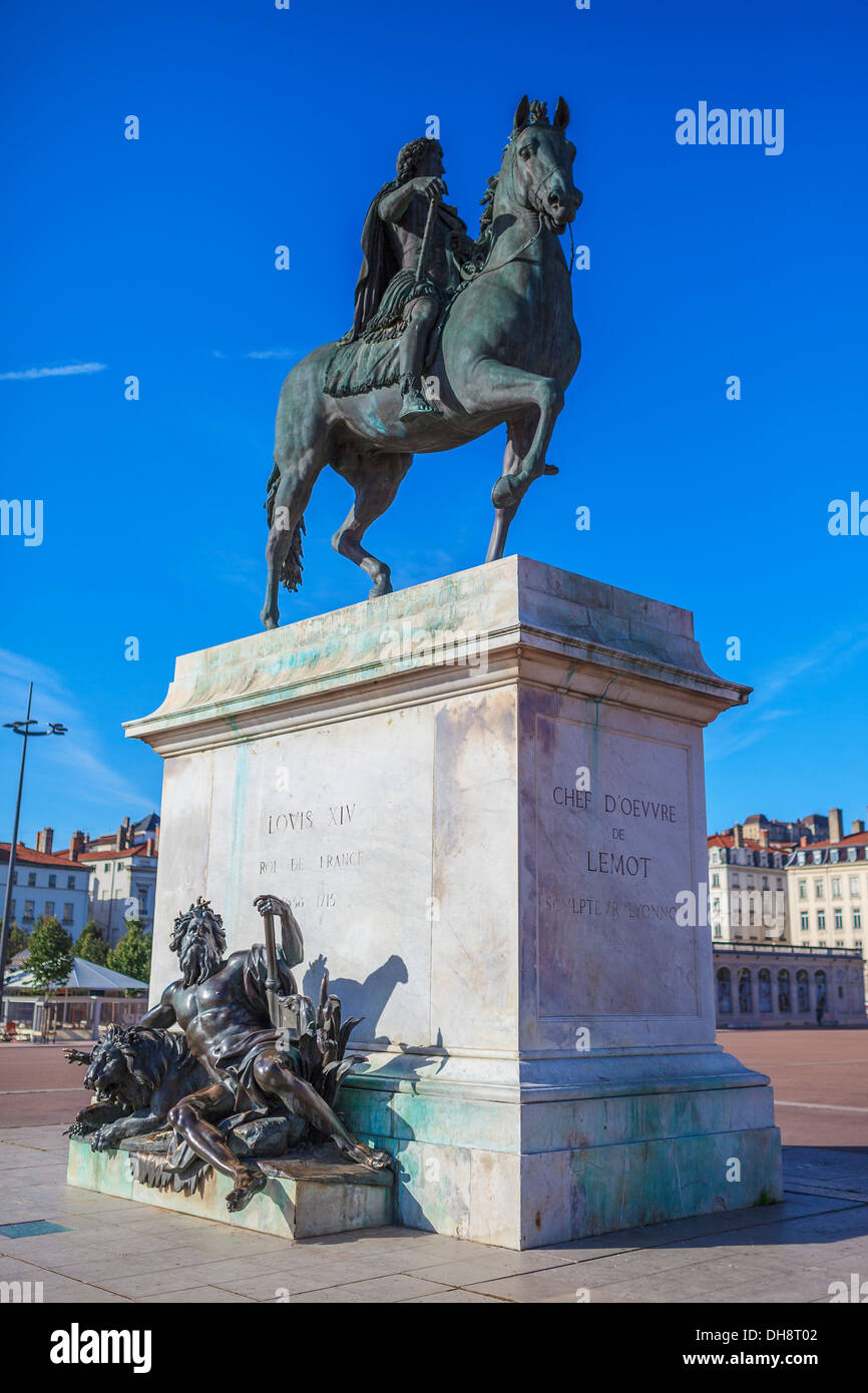 Statue de Louis XIV, Place Bellecour à Lyon, France Banque D'Images
