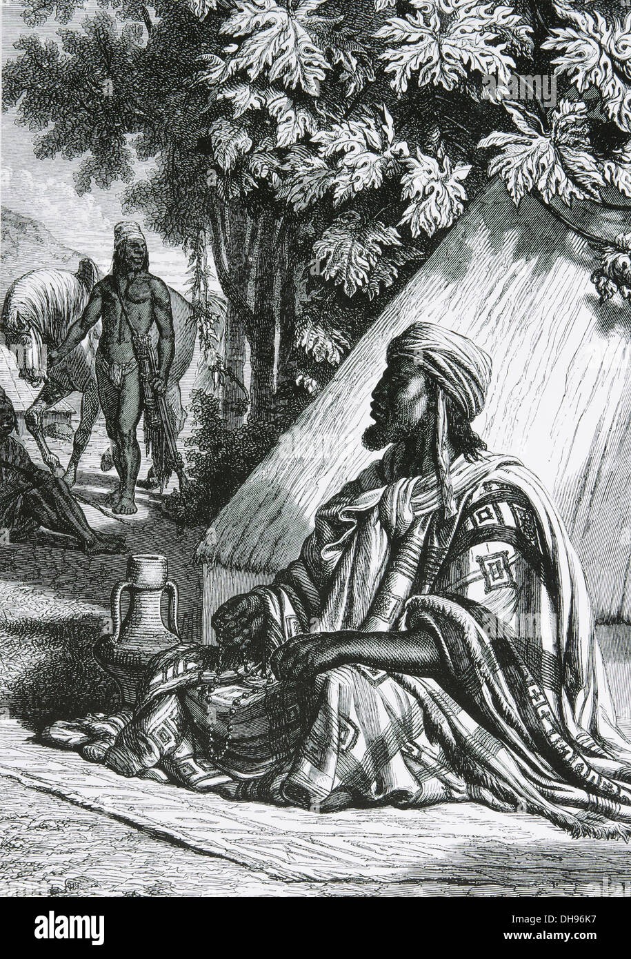 L'Afrique. Le Soudan. Chef de Nuba, ch. 1800. La gravure. 19e siècle. Banque D'Images