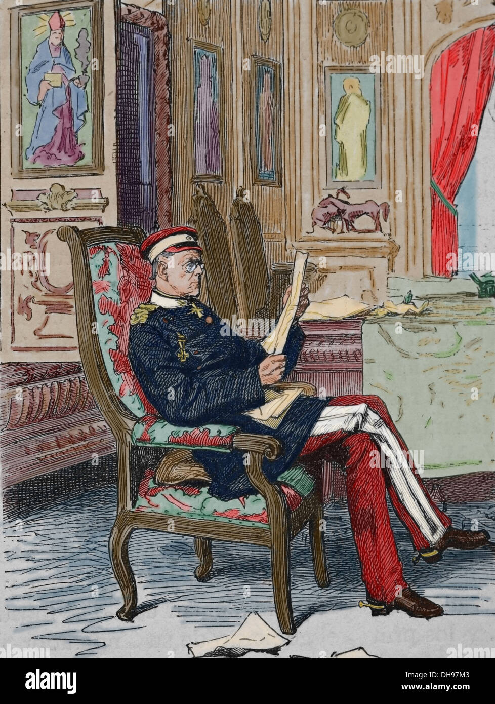 Helmuth von Moltke l'ancien (1800-1891). Le maréchal allemand. Moltke à Versalles, France. La gravure. Banque D'Images