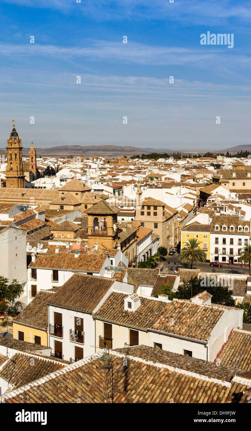 Vue de la ville d'Antequera et tuiles de couleur andalousie espagne Banque D'Images