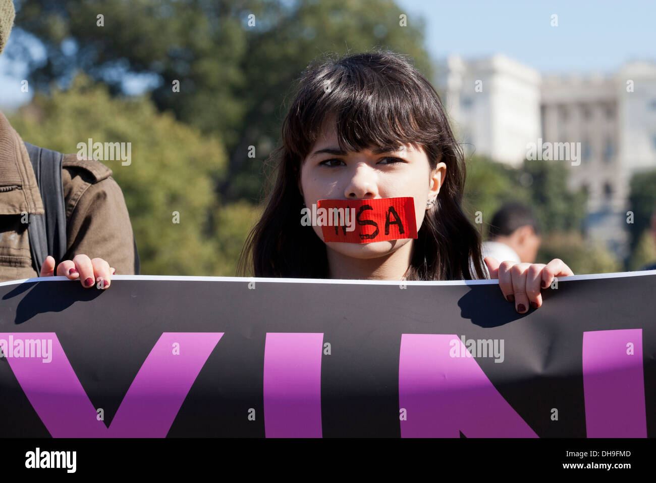 Manifestant Anti NSA - Washington, DC USA Banque D'Images