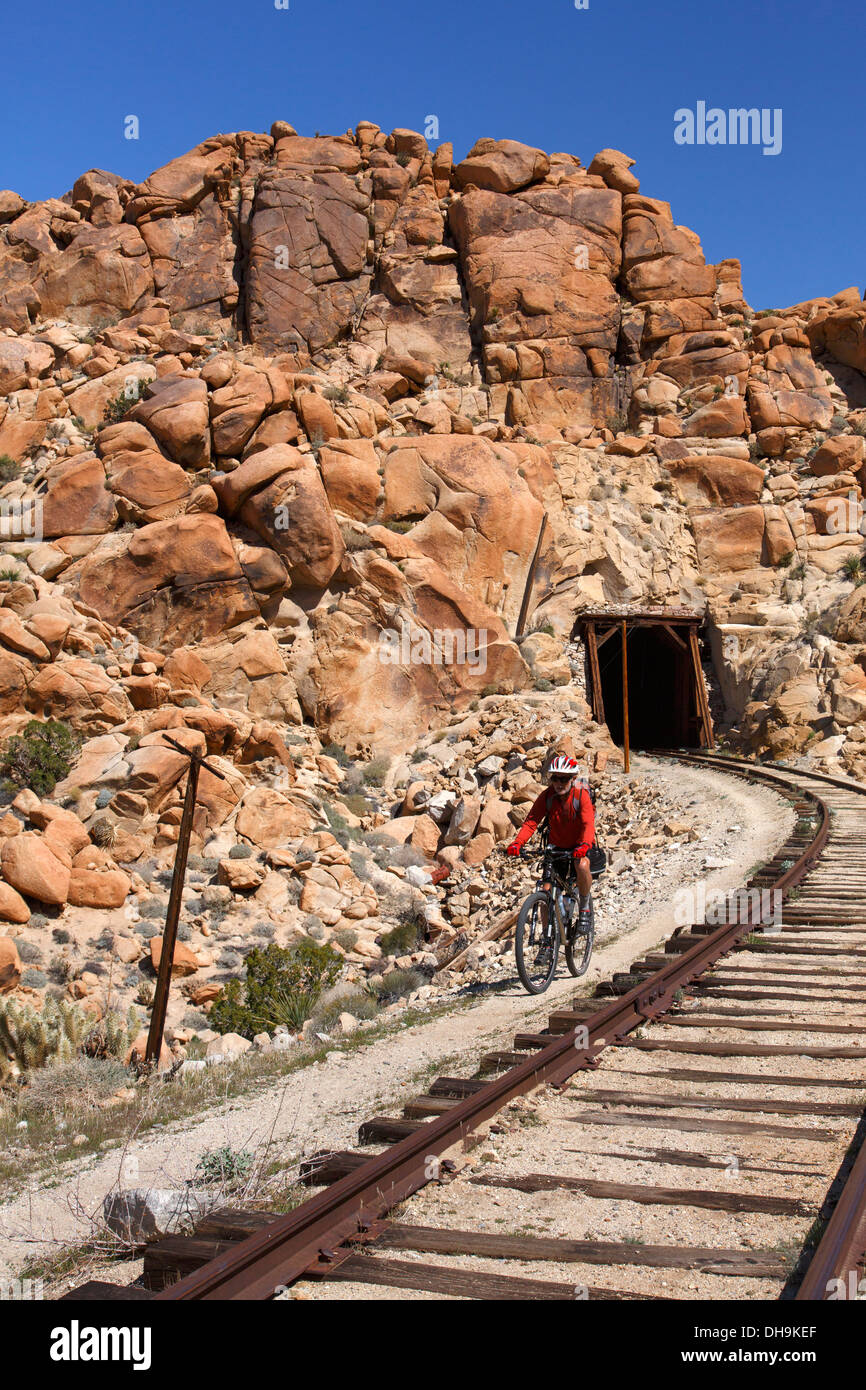 Randonnée cycliste le Carrizo Gorge Railroad Track, Anza-Borrego Desert State Park, Californie. Banque D'Images