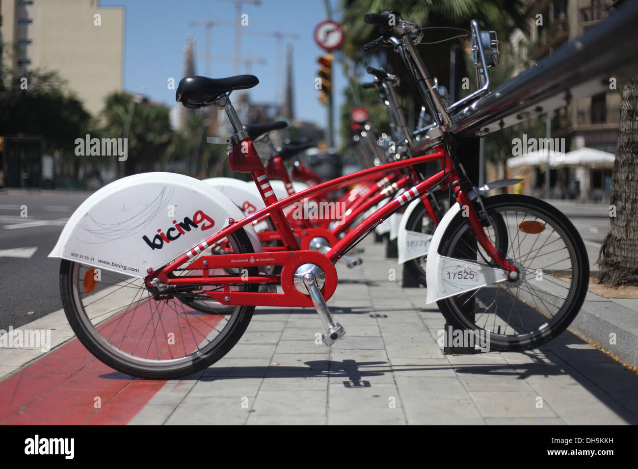 Système de partage de vélo Vélos publics, bicing. Maison de vacances voyages Visite de la ville de Barcelone, Catalogne, Espagne Banque D'Images