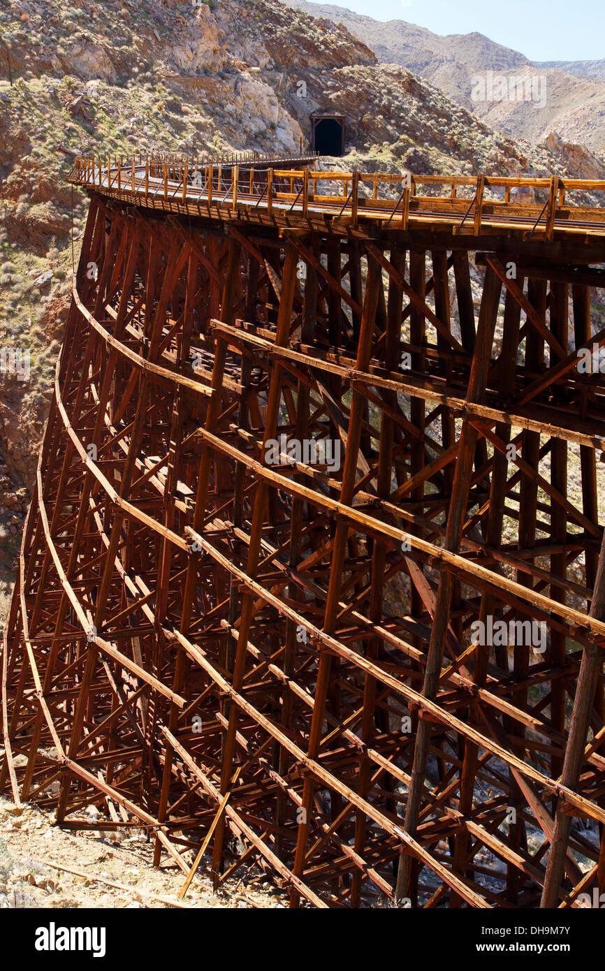 Canyon Trestle sur la chèvre Carrizo Gorge Railroad Track, Anza-Borrego Desert State Park, Californie. Banque D'Images