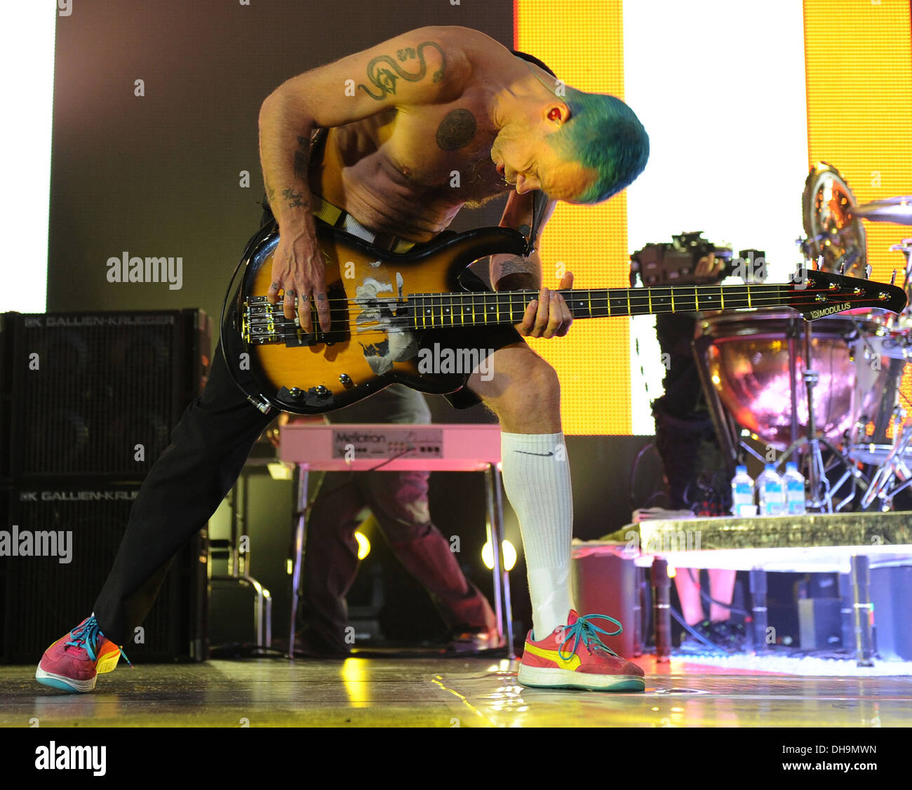 Flea des Red Hot Chili Peppers à la Bank Atlantic Center Lever du soleil,Floride - 02.04.12 Banque D'Images