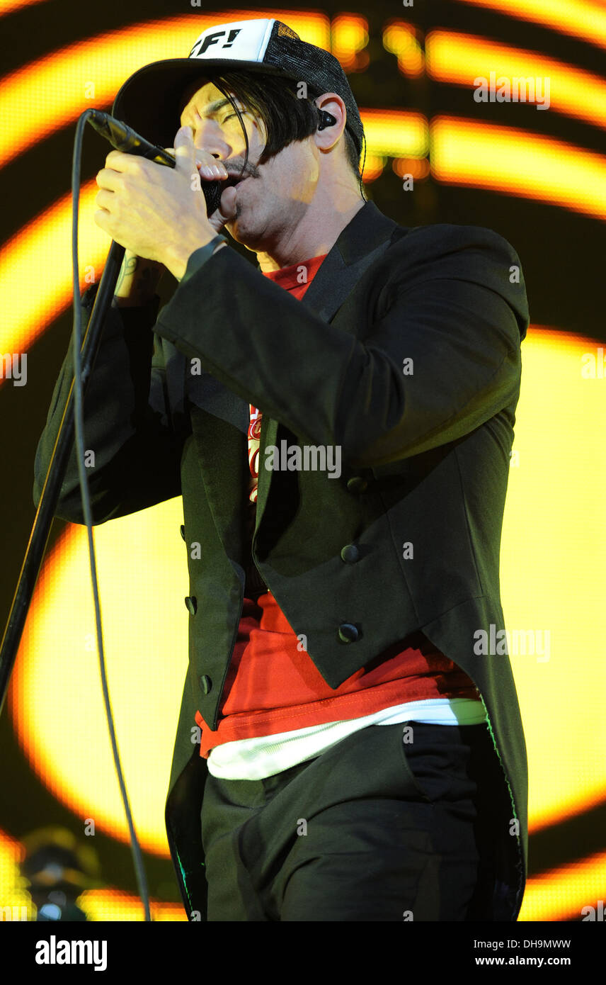 Anthony Kiedis des Red Hot Chili Peppers à Bank Atlantic Center Lever du soleil,Floride - 02.04.12 Banque D'Images