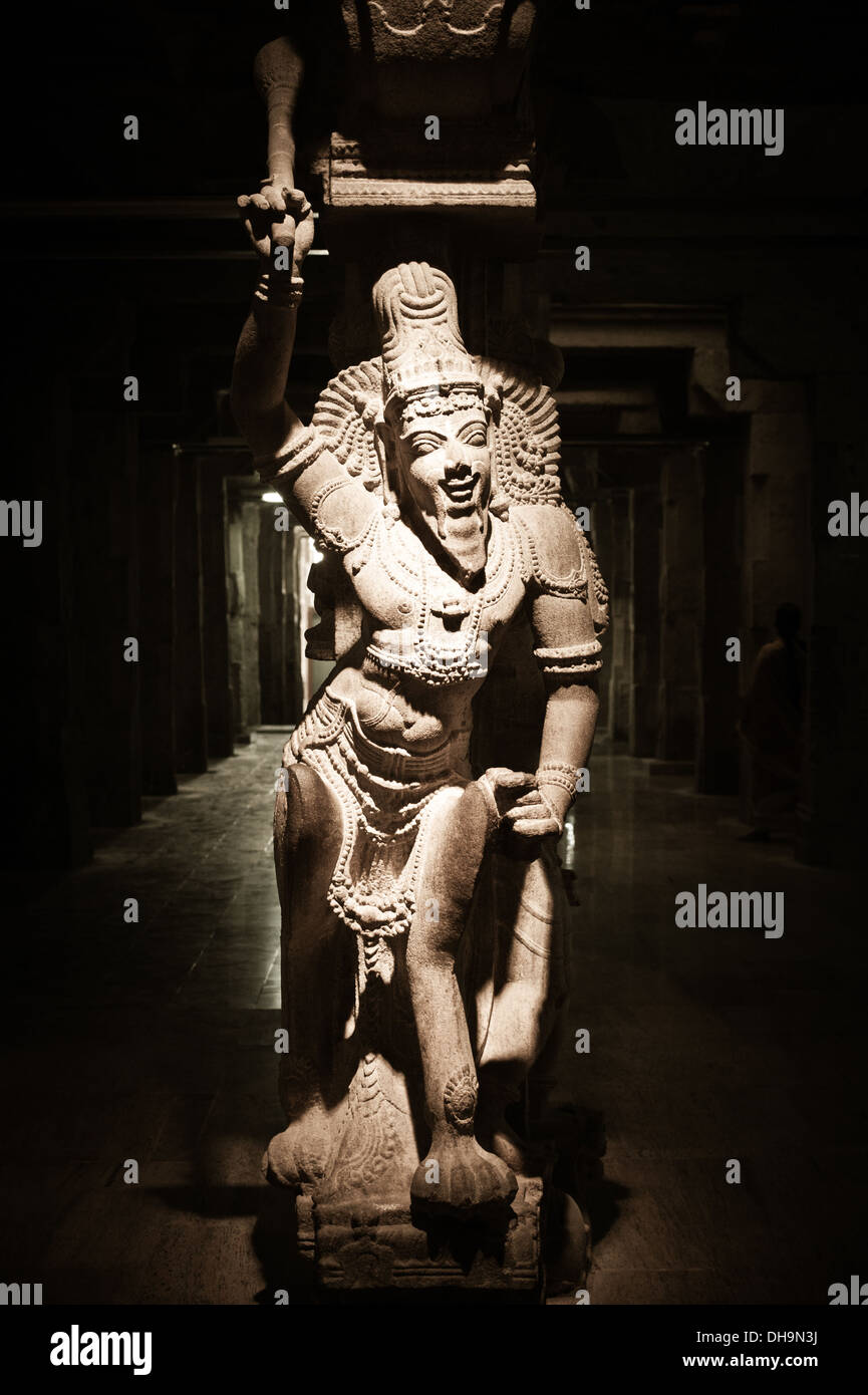 Statue du dieu indien Ganesha au temple hindou. L'Inde du Sud, Tamil Nadu, Madurai Banque D'Images