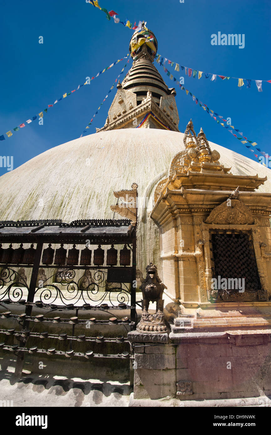 Sanctuaire bouddhiste Swayambhunath Stupa. Monkey Temple du Népal, Kathmandu Banque D'Images