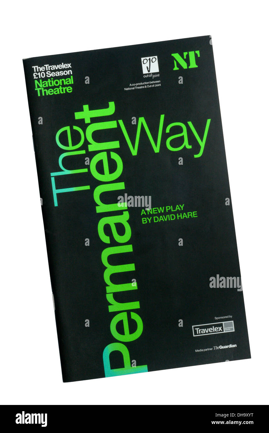 Programme pour la production de 2004 La façon permanente par David Hare au Lyttelton Theatre. Banque D'Images