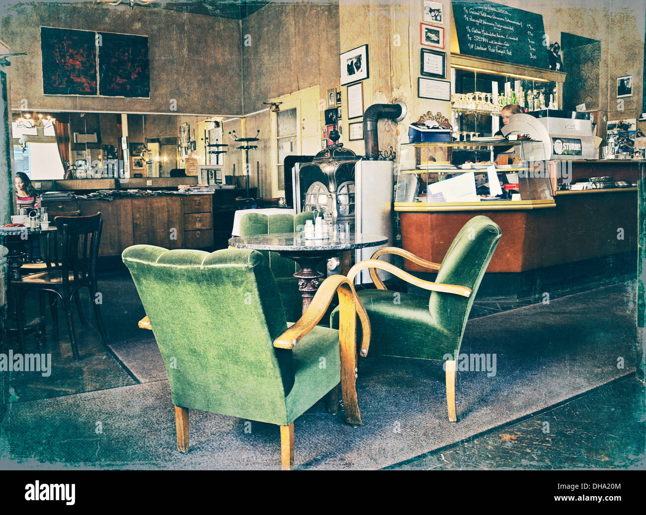 Table et chaises dans coffee house, Vienne, Autriche Banque D'Images