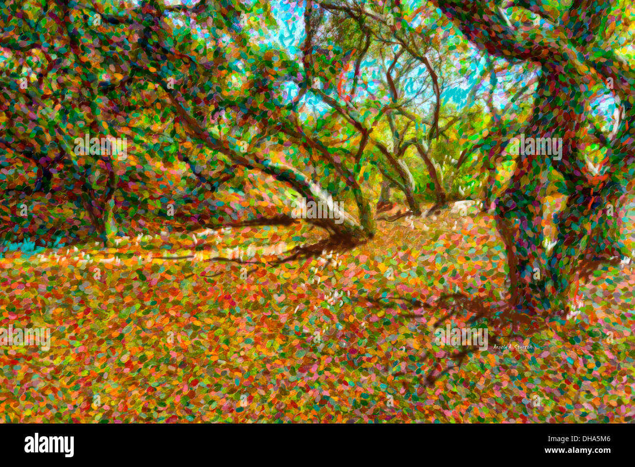 Image générée par ordinateur de l'automne les feuilles colorées des arbres tombés Banque D'Images