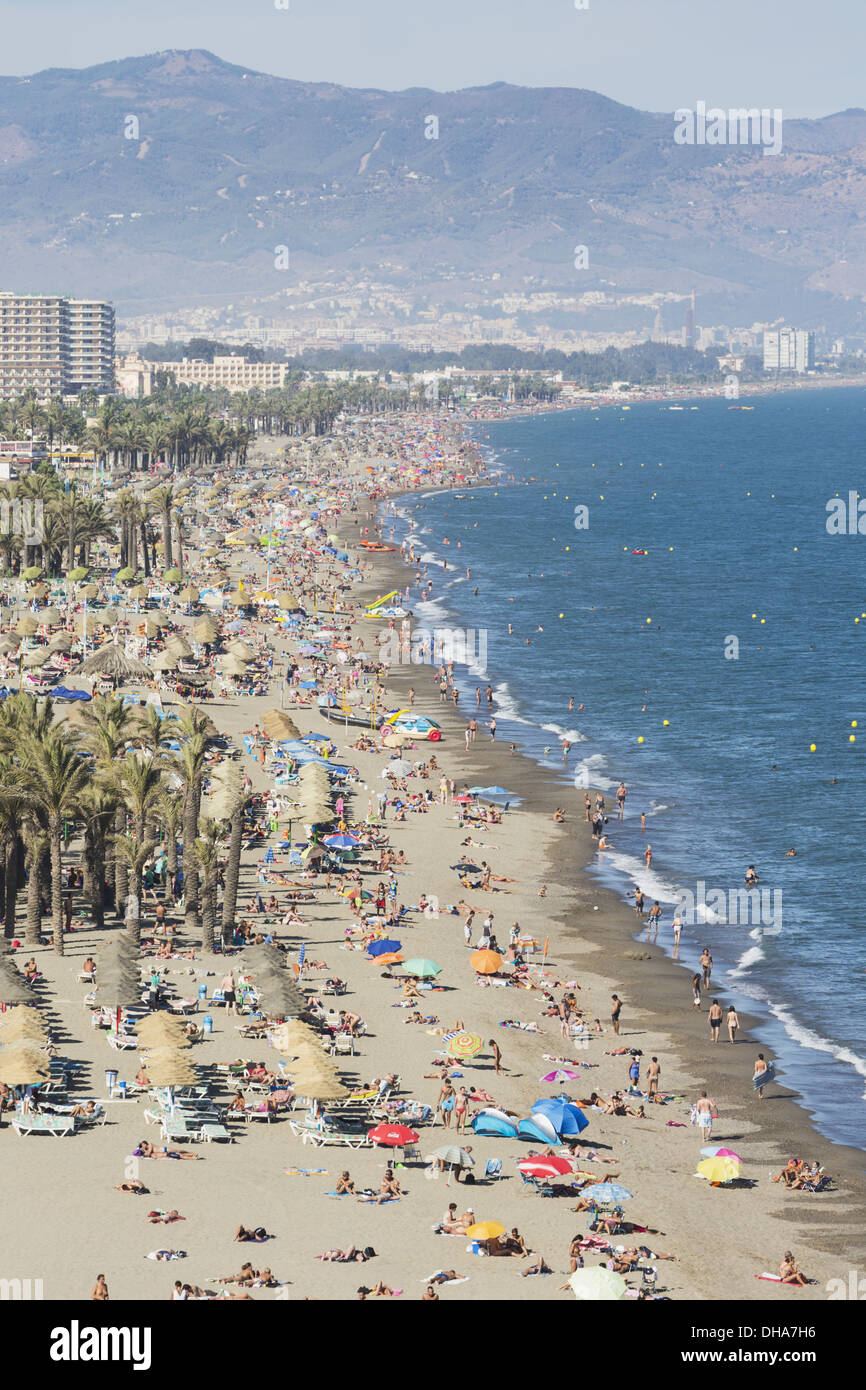 La plage de Bajondillo et de la plage Playamar, Torremolinos, Costa del Sol, la province de Malaga, Espagne Banque D'Images